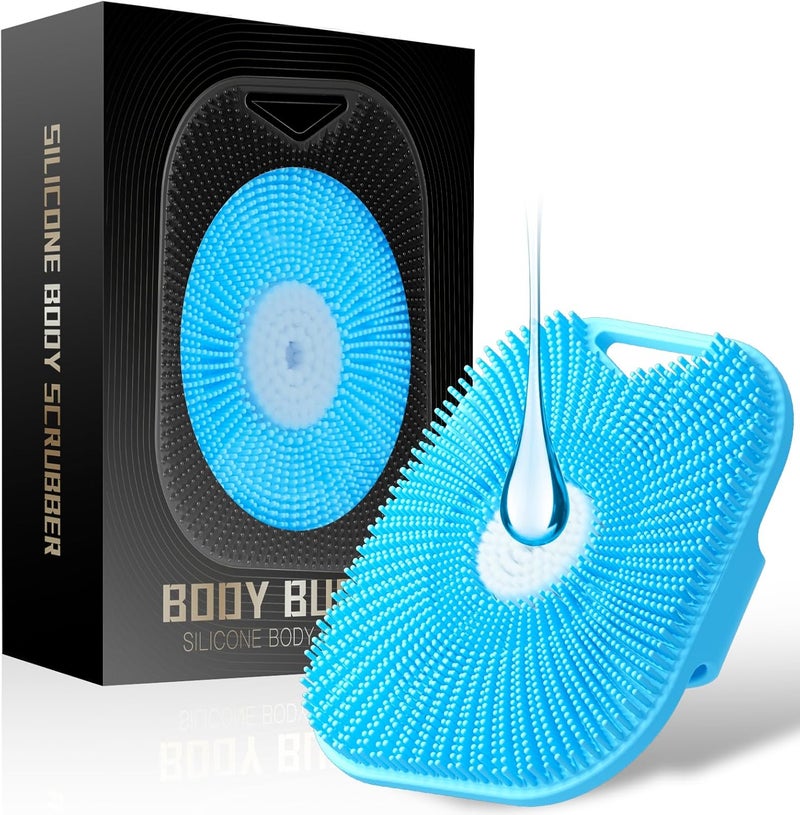 Kpyphm Zinc Infused Silicone Body Scrubber for Men, New Upgrade Deep Exfoliating Body Scrubber for Shower, Silicone Loofah Men for Sensitive Skin with Lathering Bristles and Ergonomic Non-Slip Handle (Blue) - Image 1